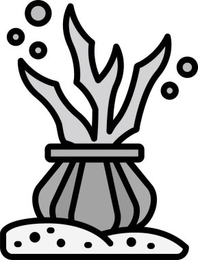 yosun deniz yosunu simgesi, yosun bağlantılı vektör çizimi