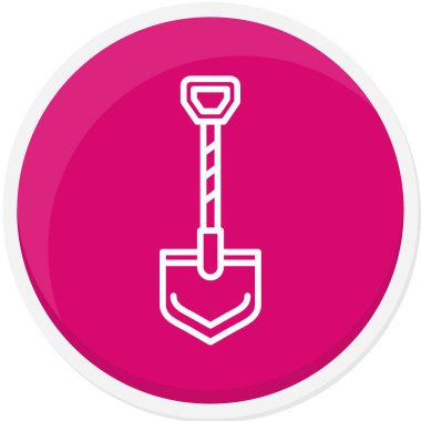 Uzun gölgeli beyaz çizgi çekiç simgesi. Çekiç için alet. Pembe daire düğmesi. vektör illüstrasyonu