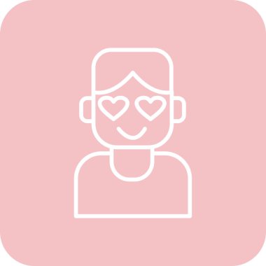 Kalp ikonu olan bir adamın vektör illüstrasyonu