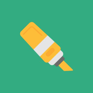 Yeşil arkaplanda boyama vektörü simgesi, uzun gölgeli düz biçim.