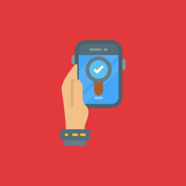 Akıllı saat ve kontrol işareti. Vektör çizimi. düz tasarım biçimi