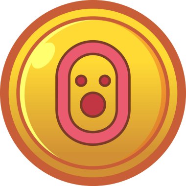 Yüz simgesi olan altın sikke, vektör illüstrasyonu