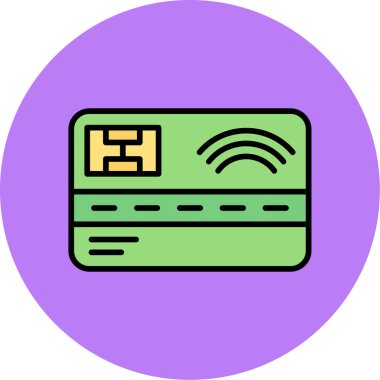 Kredi kartı simgesi, ana hatlı vektör çizimi