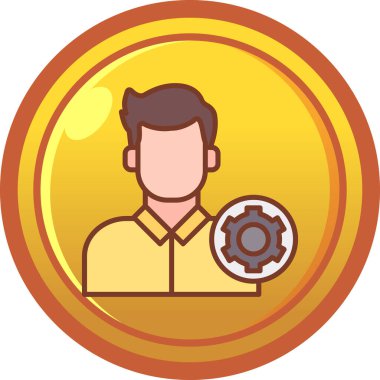 Altın sikke içindeki bir adamın vektör çizimi