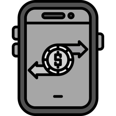 Para ikonu. mobil ödemeyle ilgili vektör çizimi