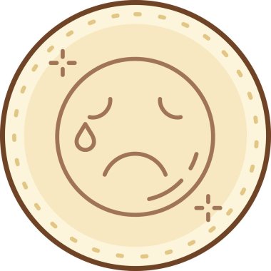 Ağlayan madeni para ikonu. Web için üzgün para vektör simgelerinin özet çizimi