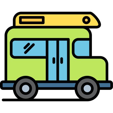 Teslimat aracı ikonu. renk çizgisi van vektör simgesi. düz renk izole edildi