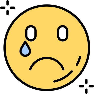 hüzünlü duygu simgesi vektör çizimi tasarımı