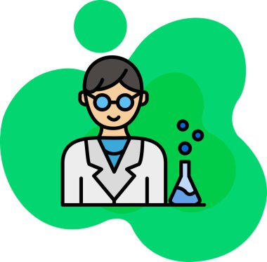 Matarası ve mikroskobu olan bilim adamı