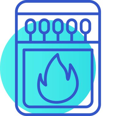 Beyaz arka planda mavi çizgi ateş ikonu izole edildi. vektör illüstrasyonu