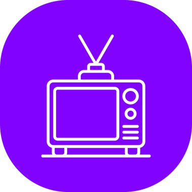 Eski televizyon simgesi, vektör illüstrasyonu basit tasarım