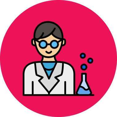 Gözlük ikonu olan bilim adamı, illüstrasyon