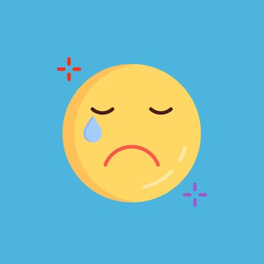 Üzücü, üzücü, üzücü, duygusal. Üzgün, ağlayan, gülen yüz. Düz stil. vektör.