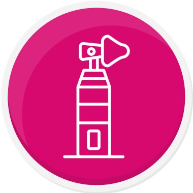 Beyaz çizgi yangın söndürme ikonu, gölge arkaplanı ile izole edilmiş. Pembe daire düğmesi. vektör illüstrasyonu