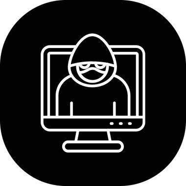 hacker simgesi, beyaz arkaplanda vektör siyah işareti