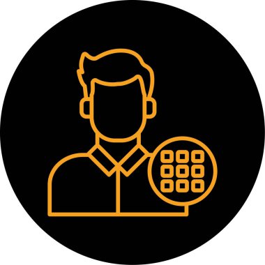 Telefon simgesi olan bir adam, basit vektör illüstrasyonu