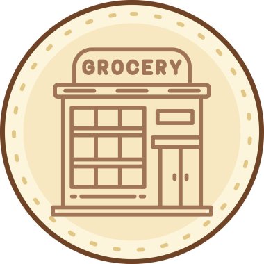 süpermarket alışveriş merkezi simgesi - taslak biçimi