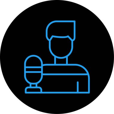 Mikrofonlu bir adamın vektör çizimi