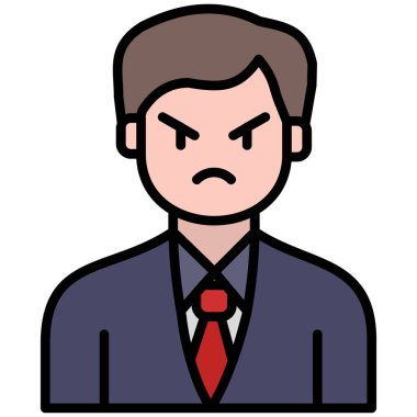 Kırmızı gömlekli ve papyonlu bir iş adamı karakteri. vektör illüstrasyonu