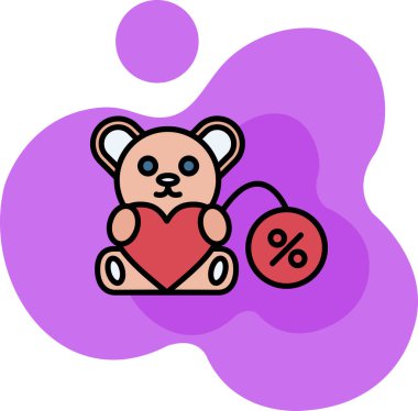 Balon ve kalp vektörü çizimi olan sevimli bir ayı.