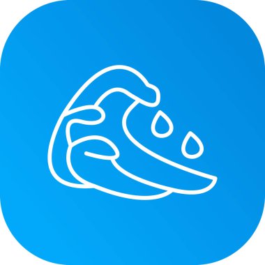 Uzun gölgeli beyaz çizgi mantar ikonu. Mavi kare düğme. vektör.