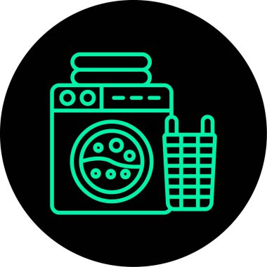 çamaşır makinesi simgesi, vektör illüstrasyonu