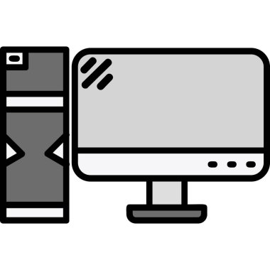 Masaüstü bilgisayar simgesi, vektör illüstrasyonu basit tasarım