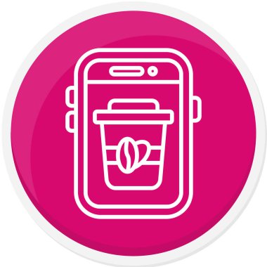 Akıllı telefon simgesine sahip uzun gölgeli beyaz akıllı saat. İnternet uygulaması konsepti. Pembe altıgen düğmesi. vektör illüstrasyonu