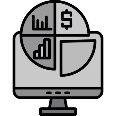 Dolar işareti simgesi olan dizüstü bilgisayar, basit satır tasarımı