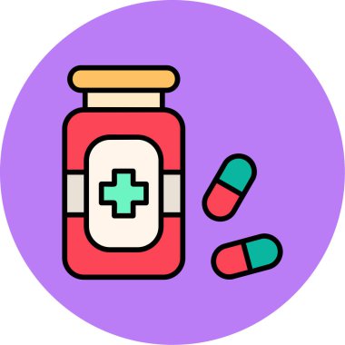 İlaç. Web simgesi basit illüstrasyon