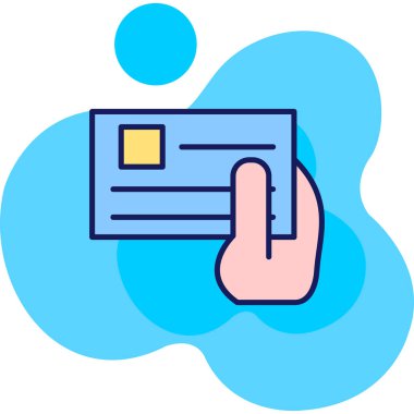 Kalem simgesi illüstrasyonlu bir kağıdı tutan el.