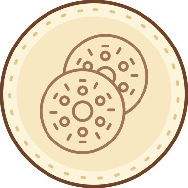 Fırın kurabiyeleri tatlı ikonu doldurulmuş - taslak tarzı