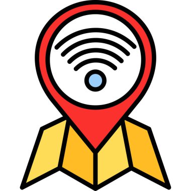 wifi konum pin simgesi ile doldurulmuş - taslak biçimi