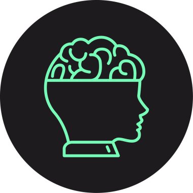 Dairesel kafalı bir beyin daire simgesi, vektör illüstrasyonu