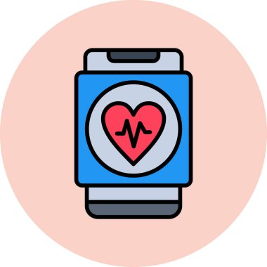 Kalp atış simgesine sahip akıllı telefon, düz biçim tasarımı