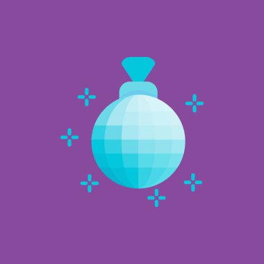 Beyaz arka planda elmas ikonu olan mavi bir parfüm şişesi. vektör illüstrasyonu