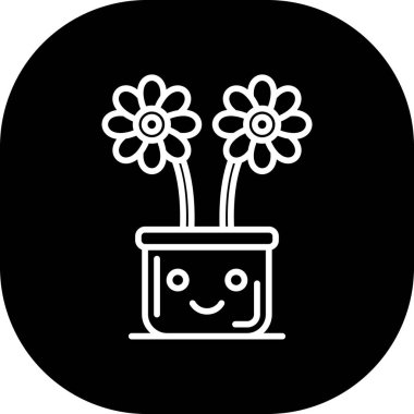 çiçek saksısı simgesi, vektör illüstrasyonu