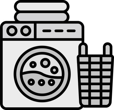 Çamaşır makinesi simgesi, vektör illüstrasyonu