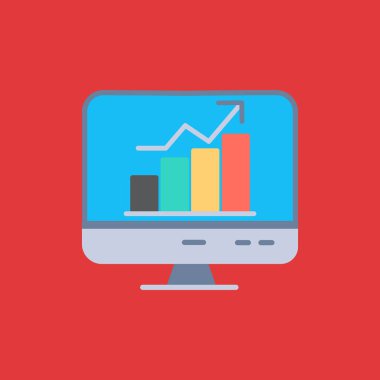 Grafik grafikli bilgisayar monitörü. vektör düz illüstrasyon