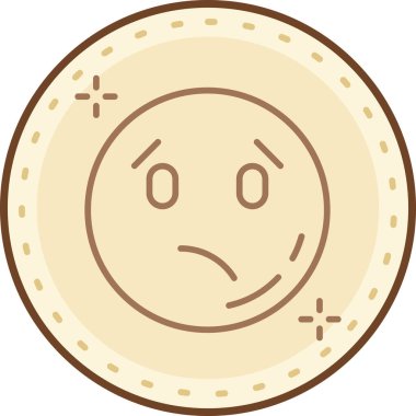 Üzücü madeni para ikonu. Beyaz arkaplanda izole edilmiş web tasarımı için üzgün para vektör simgesi çizgi filmi