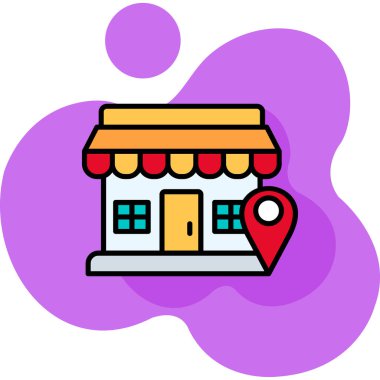 dükkan konumu simgesi, basit vektör illüstrasyonu