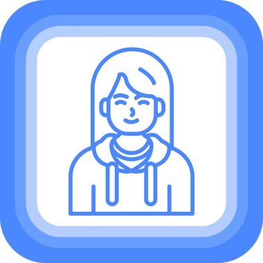 Video çağrısı olan bir kadın avatar. Web simgesi