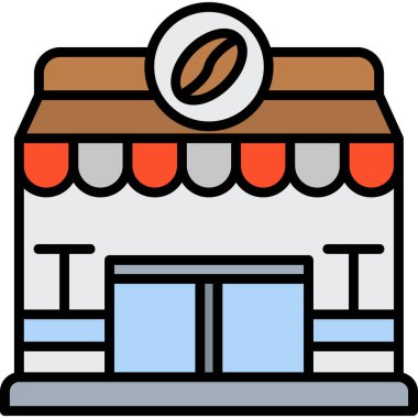 Dükkan ikonu. Taslak mağaza vektör simgesi rengi düz izole