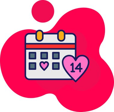 Takvim Sevgililer Günü simgesi - taslak biçimi