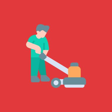 Elektrikli süpürge simgesi. Elektrikli süpürge vektör simgesi web tasarımı için düz çizimi