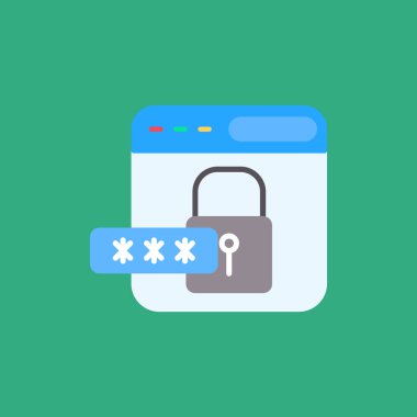 parola kilidi düz simge, vektör, illüstrasyon