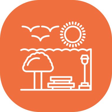 güzel güneş ve ağaç vektör çizgisi simgesi