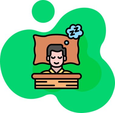 Uyuyan Adam simgesi renk ana hatları vektörü