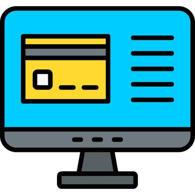 Kredi kartı çevrimiçi simgesi - taslak biçimi