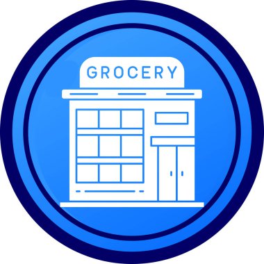 dükkan simgesi daire içinde, izole vektör illüstrasyonu